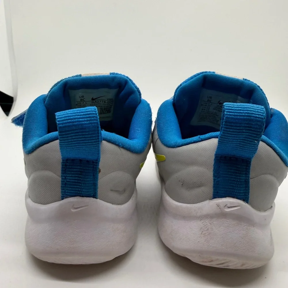 Nike Star Runner 2 Toddler Blue Yellow Hook Loop‎ Athletic Shoes Size 8C Sneaker